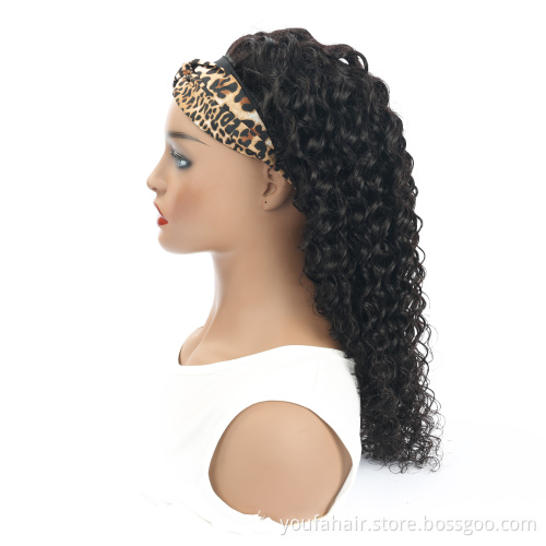 150% Density Unprocessed Virgin Raw Hair Cuticle Aligned Deep Wave Headband Wigs Non Lace Peruvian Human Hair Machine Made Wigs